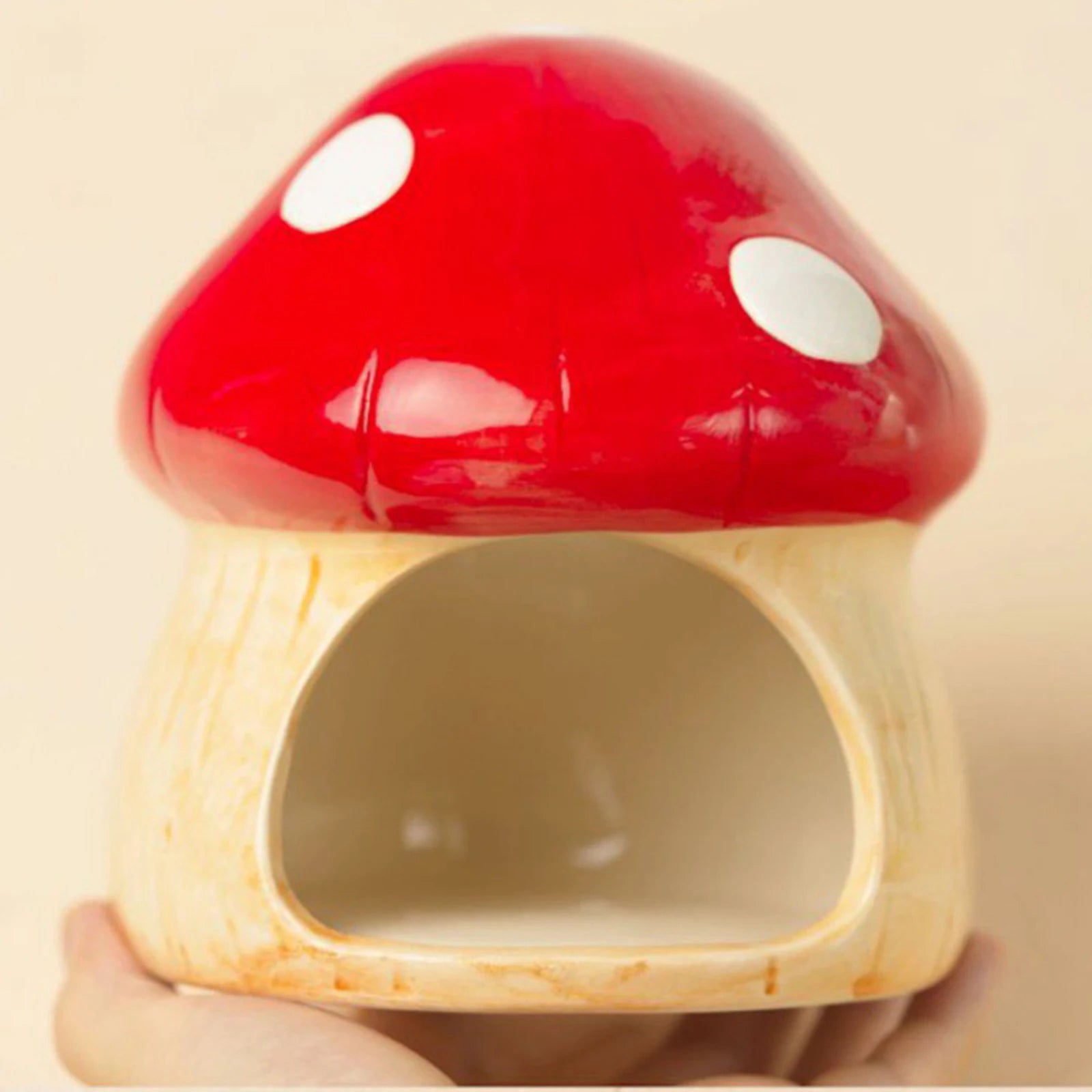 Ceramic Mushroom Hideout for Small Pets