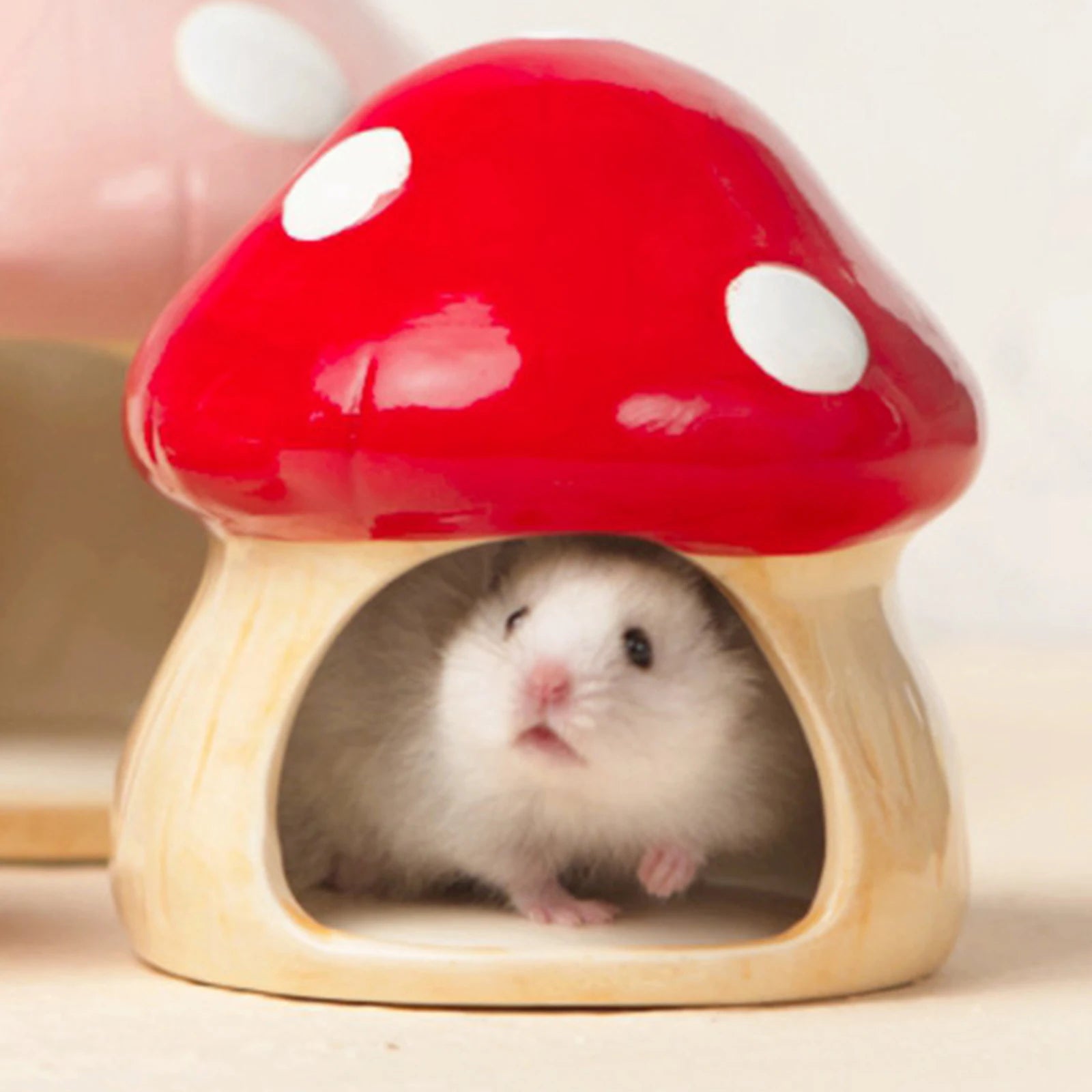 Ceramic Mushroom Hideout for Small Pets