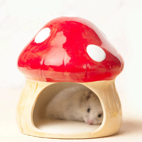 Ceramic Mushroom Hideout for Small Pets